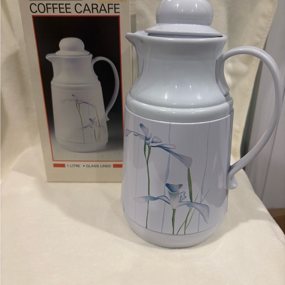 Vintage Home Accents White Floral Coffee Carafe in original box